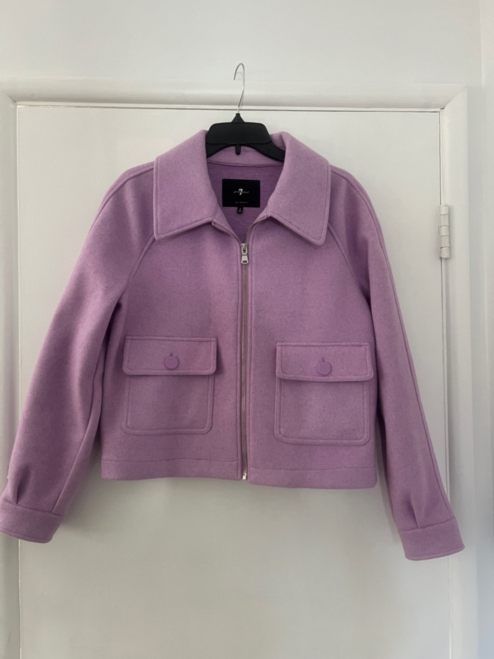 7 For All Mankind Lavender Zip Front Wool Jacket